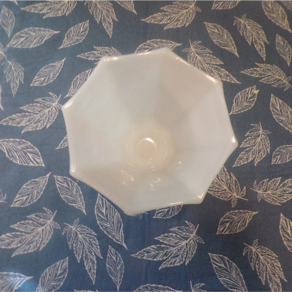 Vintage Milk Glass Candy Dish Octagonal Pedestal White Grapes